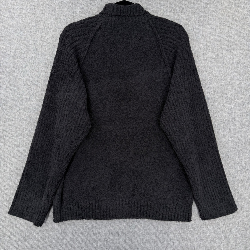 Softies Marshmallow Rib Mock Neck Sweater Black Sz L Plush Cozy Lounge Oversized - Picture 3 of 8